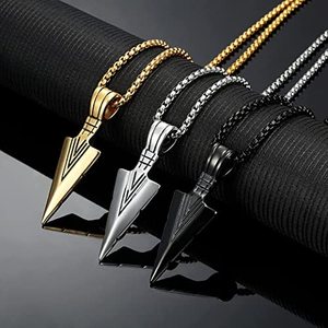Colar de Flecha Vintage com Pingente de Ponta de Flecha em Cadeia Dourada para Homens - Product Image 2