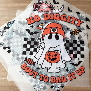 Transferencias DTF personalizadas de hoja completa a todo color con diseños de Horror de Halloween (Calavera, Esqueleto, Telaraña) para Camisetas, Sudaderas y Bolsos - Product Image 1