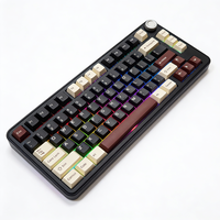 Teclado Mecánico para Juegos RGB al 75%, Teclado Mecánico de Oficina de Tres Modos con Perilla de Metal, Intercambiable en Caliente
