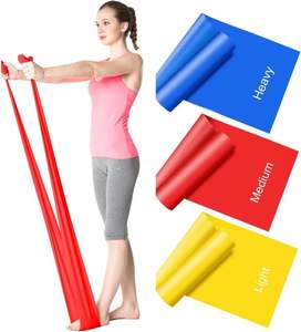 Latex naturel doux pour la peau Long Yoga Gym Fitness Multi-Color Workout Exercice Bandes de résistance Lot de 3 pour femmes hommes - Product Image 1