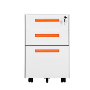 Industrial Metal Pedestal Locker Wheels White Black Steel 3 Drawers Mobile Filing Cabinet for School Hotel <b>Desk</b> Table Bedside - Product Image 5