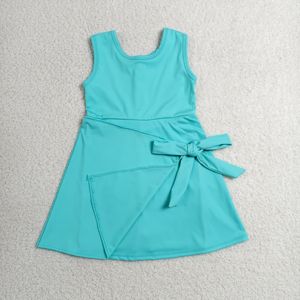 Robe pour petite fille GSD3876 rts Boutique, cyan, imprimé uni, vente en gros, robe sans manches pour bébé fille, robe pour enfant - Product Image 3