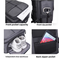 Sac à dos pour ordinateur portable extensible en tissu 1680D de 17,6 pouces avec port de charge USB pour les voyages d'affaires, les trajets domicile-travail, le travail de bureau, sac à dos de jour