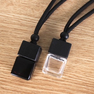 Botol Kaca Mini Bentuk Kotak 10ml Produk Baru Custom Dengan Tutup Kayu Hitam, Botol Diffuser Mobil untuk Parfum dan Minyak Esensial - Product Image 5