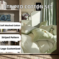 Parure de lit 4 pièces en coton lavé 200TC imprimé végétal, drap plat, drap-housse, housse de couette pour hôtel et maison, toutes saisons, vente en gros