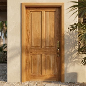 Puerta de Entrada de Madera de Caoba Sólida de 4 Paneles con Marco Arqueado, Estilo Heritage Sovereign - Product Image 4