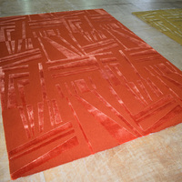 Tapis d'appoint épais Murberry en soie de bambou à boucles, tufté à la main, motif écossais, bleu-noir-orange-gris, personnalisable, anti-taches, antidérapant, en coton