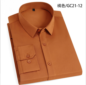 <span class=keywords><strong>Camicia</strong></span> a Maniche Lunghe da <span class=keywords><strong>Uomo</strong></span>, Slim Fit, Senza Stiratura, Casual, in Seta Elastica, per Uomini Giovani e di Mezza Età - Product Image 6