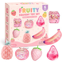 Lot de 6 fruits moelleux en TPR à montée lente, anti-stress, vente en gros, en vrac, cadeau, nouveauté, emballage de détail