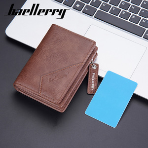 กระเป๋าสตางค์แบบสั้นสำหรับผู้ชายแบรนด์ Baellerry สีดำ หนังแท้ พร้อมช่องใส่เหรียญแบบซิป ใช้งานได้หลากหลายในชีวิตประจำวัน - Product Image 3