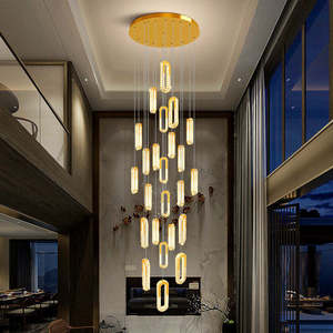 Lámpara Colgante Ovalada Moderna Dorada, Lámpara de Araña de Cristal LED, Altura Ajustable, Regulable, Bombilla E27, 2700K, Blanco Cálido, Tamaño Grande - Product Image 6