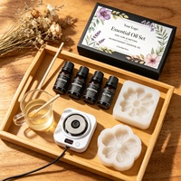 Coffret Cadeau Personnalisé de 4 Huiles Essentielles 10ml en Boîte en Bois, Kit d'Aromathérapie pour Diffuseur Domestique, Vente en Gros OEM en Vrac