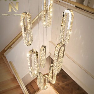 โคมไฟระย้าคริสตัล LED สไตล์โมเดิร์นสำหรับตกแต่งภายในบ้าน วิลล่า โรงแรม บันได หรูหรา - Product Image 2