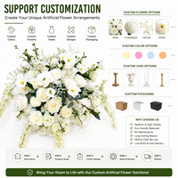 Décor de scène moderne pour événements et fêtes de mariage, arrangement mixte de roses blanches artificielles en soie