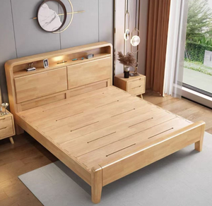 Cama King Size Ajustable Lumio Minimalista con Panel de Pino Sólido, Almacenamiento en Caja Alta, Luz <span class=keywords><strong>USB</strong></span> Multifuncional y Marco de Pared Personalizable - Product Image 1