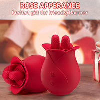 Doppelsprachiger Rosenblüten-Brust- und Vulva-Massager mit vibrierenden, neckenden und leckenden Funktionen – Elektrischer Vibrator für Frauen