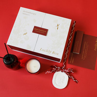 Coffret Cadeau Romantique de Luxe pour la Saint-Valentin et le Nouvel An, Ensemble de Bougies Parfumées en Cire de Soja et Diffuseur à Bâtonnets, Coffret Cadeau