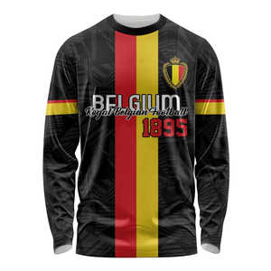 Personalizado Bélgica <span class=keywords><strong>bandera</strong></span> sublimación poliéster fútbol uniforme hombres invierno manga larga entrenamiento fútbol Jersey ligero sudadera - Product Image 5