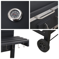 Barbecue de camping au charbon de bois, fumoir déporté en fonte avec couvercle, cuisinière de camping pliable et broche rotative, Royaume-Uni