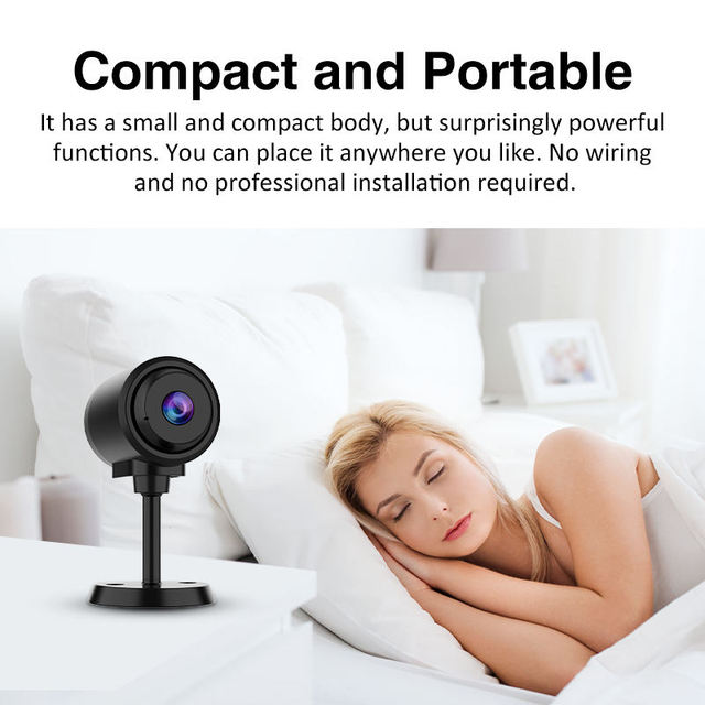 Portable Ultra Mini Size WiFi Wireless IP Security Camera with High Quality AI Smart Home Security CMOS Sensor H.265 Compression