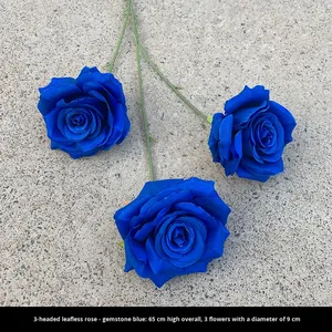 Flores de boda de seda artificial azul real de alta calidad Real Touch <span class=keywords><strong>Hotel</strong></span> decoración Floral Navidad arreglo del Día de San Valentín - Product Image 6