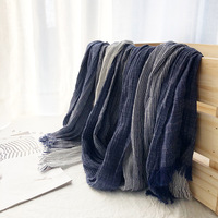 Écharpe-châle unisexe en viscose dégradée, style coréen, à rayures artistiques en coton, longue, pour voyage, décontractée, pour adulte