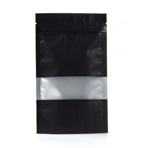 Sacchetti Richiudibili Personalizzati con Stampa Opaca, Buste in Plastica con Chiusura a Zip e Finestra, Sacchetti Neri in Mylar - Product Image 1