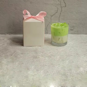 เทียนหอมถั่วเหลืองในโถแก้วตกแต่งบ้าน สำหรับวันพ่อ กลิ่นกาแฟและนม ทำมือสไตล์พ่อครัวซ์โดยช่างฝีมือ - Product Image 2