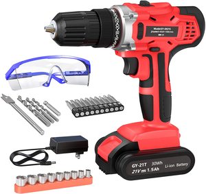 Cordless <b>Power</b> Drill Set: 21V Driver <b>Tool</b> Kit With 24+1 High Torque 2 Variable Speed 3/8'' Keyless Chuck FH-6218S Cordless <b>Power</b> - Product Image 1