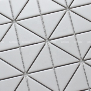 Carrelage de salle de bains en porcelaine glacée, Triangle, décor moderne, mosaïque blanche intelligente de 2" - Product Image 4