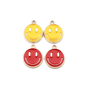 Smiley <b>Face</b> Round Zinc Alloy Jewelry Findings For Bracelet <b>Making</b> DIY Accessories Oil Dripping Finish F0149 - Product Image 4