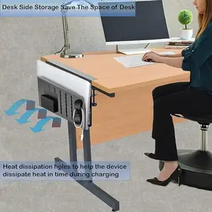 डेस्क साइड स्टोरेज, कोई ड्रिल वर्टिकल लैपटॉप धारक, घर और कार्यालय के लिए लैपटॉप/टैबलेट के साथ संगत