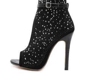 <span class=keywords><strong>Liu</strong></span> Ming nuevos productos al por mayor 2024 Sexy ahueca hacia fuera los zapatos de vestir de verano para mujer fiesta Rhinestone negro Peep Toe tacones altos - Product Image 4