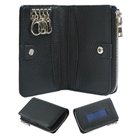Porte-clés en cuir véritable, porte-cartes à fermeture éclair avec plusieurs crochets pour clés, organiseur de clés multifonctionnel, logo personnalisé