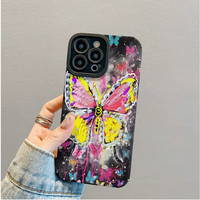 Étui de téléphone portable en cuir artificiel TPU avec impression de papillons colorés pour iPhone X Xr 11 12 13 14 15 16 17 18 Pro Max