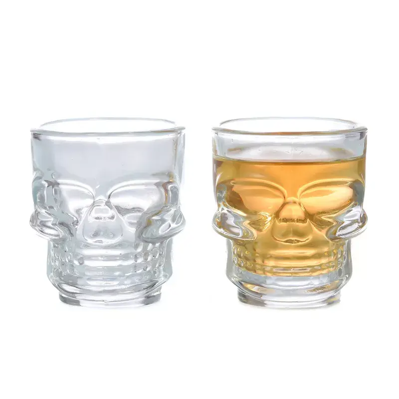 Aangepaste Kleur 1.5Oz 45Ml Clear Whisky Wodka Glas Cup Schedel Vormige Borrelglas Set Voor Gift Bar Party