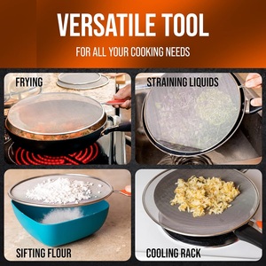 Pantalla contra salpicaduras para sartén, cubierta protectora contra salpicaduras de grasa de acero, salpicaduras de aceite al chisporrotear tocino, cocinar pollo frito o palomitas - Product Image 2