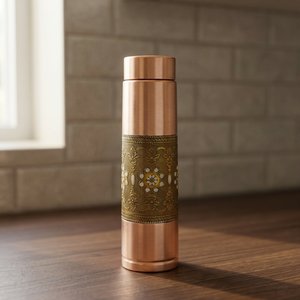 Premium <b>Brushed</b> Pure Copper Water <b>Bottle</b> Modern Design Band 100% Leak-Proof Eco-Friendly Home Health Drinkware Sports Flask - Product Image 4