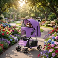 Poussette pliable 4 roues pour animaux de compagnie, portable, imperméable, avec panier de rangement, housse en maille respirante et fermeture éclair