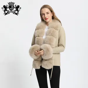 Janfourrure manteau tricoté pour femmes, authentique et souple, pull de femme, couleur personnalisée