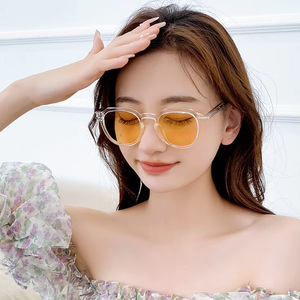 ハイエンドアンチブルーライトピンメガネファッショナブルな光学フレームTR90ポリゴン1004モデル男性用女性用ダイヤモンド透明グレー - Product Image 4