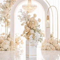 Susunan Bunga Sutra Buatan Warna Beige Mawar Peony Buatan Tangan Realistis untuk Hari Ibu Pernikahan Thanksgiving Gaya Modern