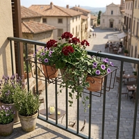 Support de pot de fleurs suspendu en métal robuste pour balcon, terrasse, clôture et jardin