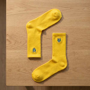 Unisex Torn Embroidered Weaving Homewear <b>Socks</b> with Glasses and Dog Pattern Medium Silhouette Very Colorful - Product Image 3