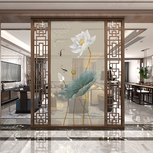 Mới phong cách Trung Quốc tối giản nghệ thuật khách sạn nhà hàng lối vào trang trí bức tranh phân vùng màn hình thép không gỉ - Product Image 5