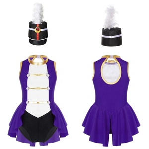 6-16 Kid Girls Black Latin Dance Competition Flag Raiser Honour Guard Costume Set Leotard Dress Up Theme Party Stage Performance - Product Image 5