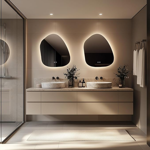 Led chống sương mù phòng tắm Vanity gương với Dimmable ánh sáng và 3 màu sắc treo tường thiết kế hiện đại sinh nhật trang điểm gương - Product Image 1