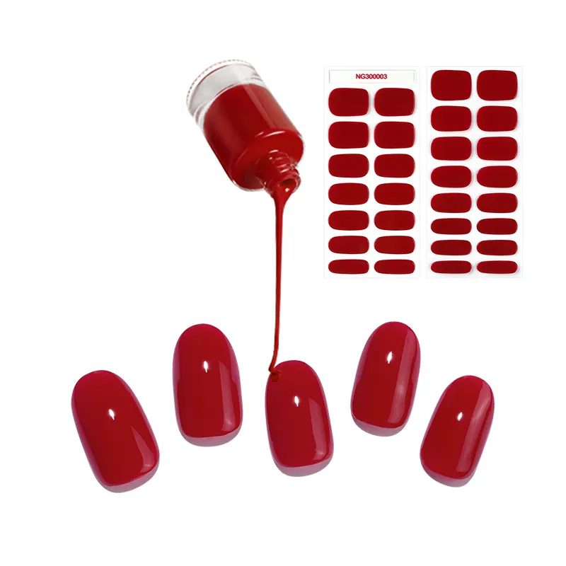2024 Uv Gel Nail Beauty Product Wholesale New UV Gel Nail Stickers Semi Cured Gel Fake Press On Nails