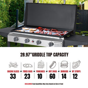 Gril à gaz à dessus plat à 4 brûleurs Plaque chauffante extérieure avec <span class=keywords><strong>table</strong></span> d'appoint - Product Image 4
