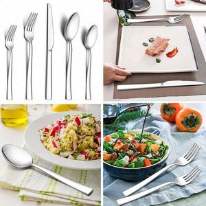 20Pcs Cutlery <b>Set</b> <b>Square</b> Handle Stainless Steel Spoon Fork Dinner Knife Silverware <b>Set</b> Flatware Party Gift Tableware - Product Image 5